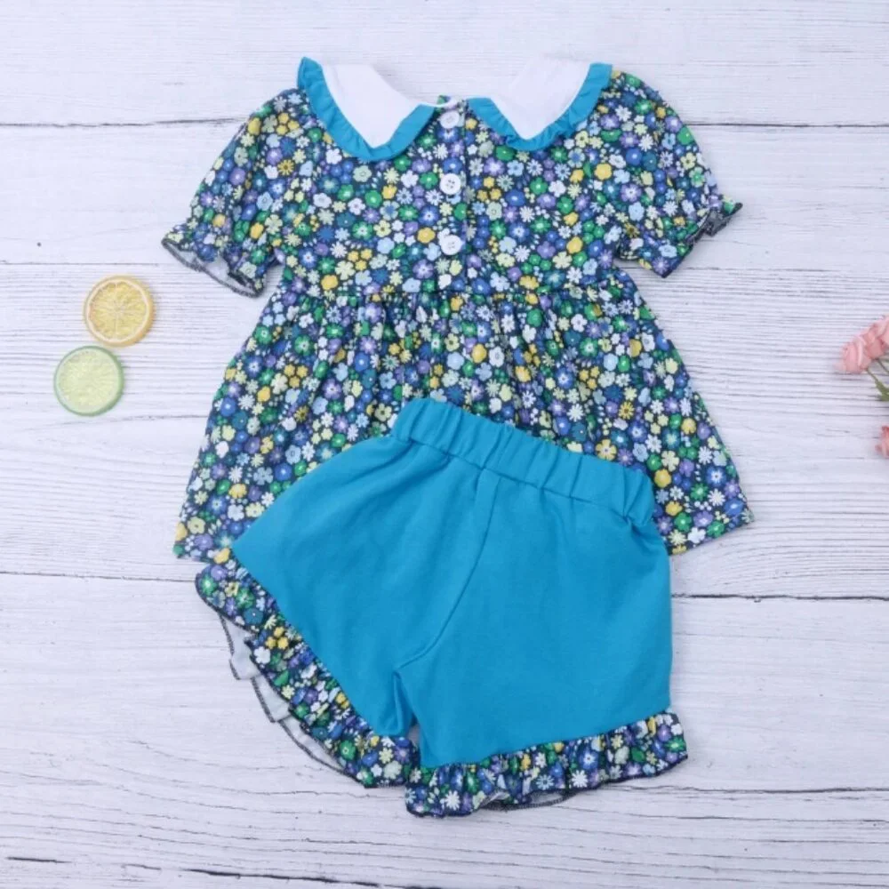 Boutique Floral Tunic & Shorts Girls Outfit Set